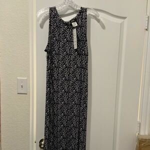 Navy/White Print Maxi Dress